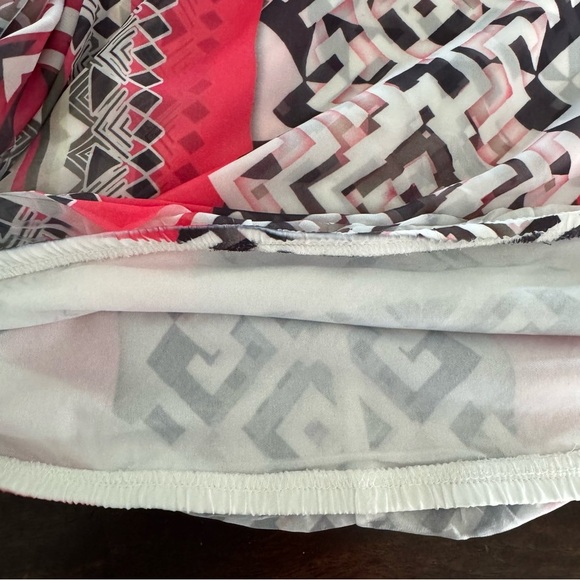 AGB Blouse Tribal Geometric Pattern Petal Pink Elastic Hem Flowy Blouse Size M - Picture 6 of 9